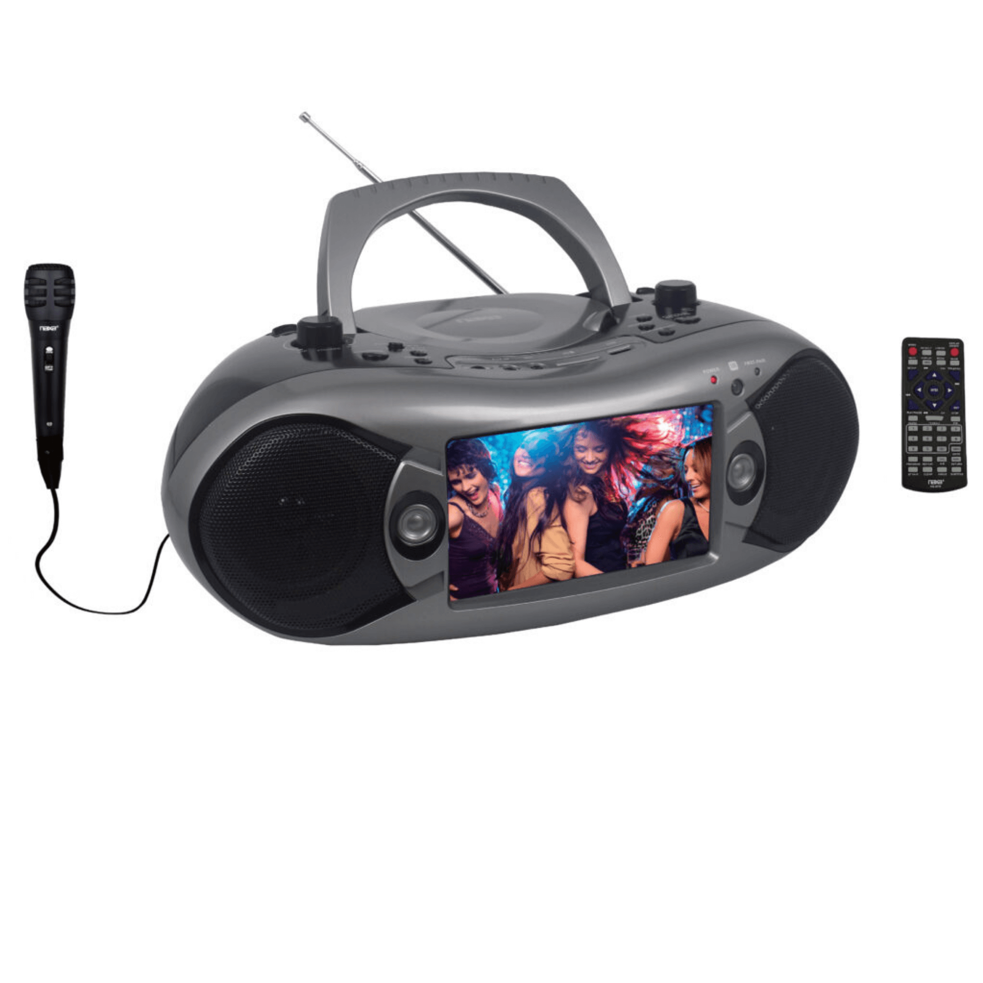 Naxa 7” Bluetooth TV DVD Boombox with Mic Grey - Refurbished