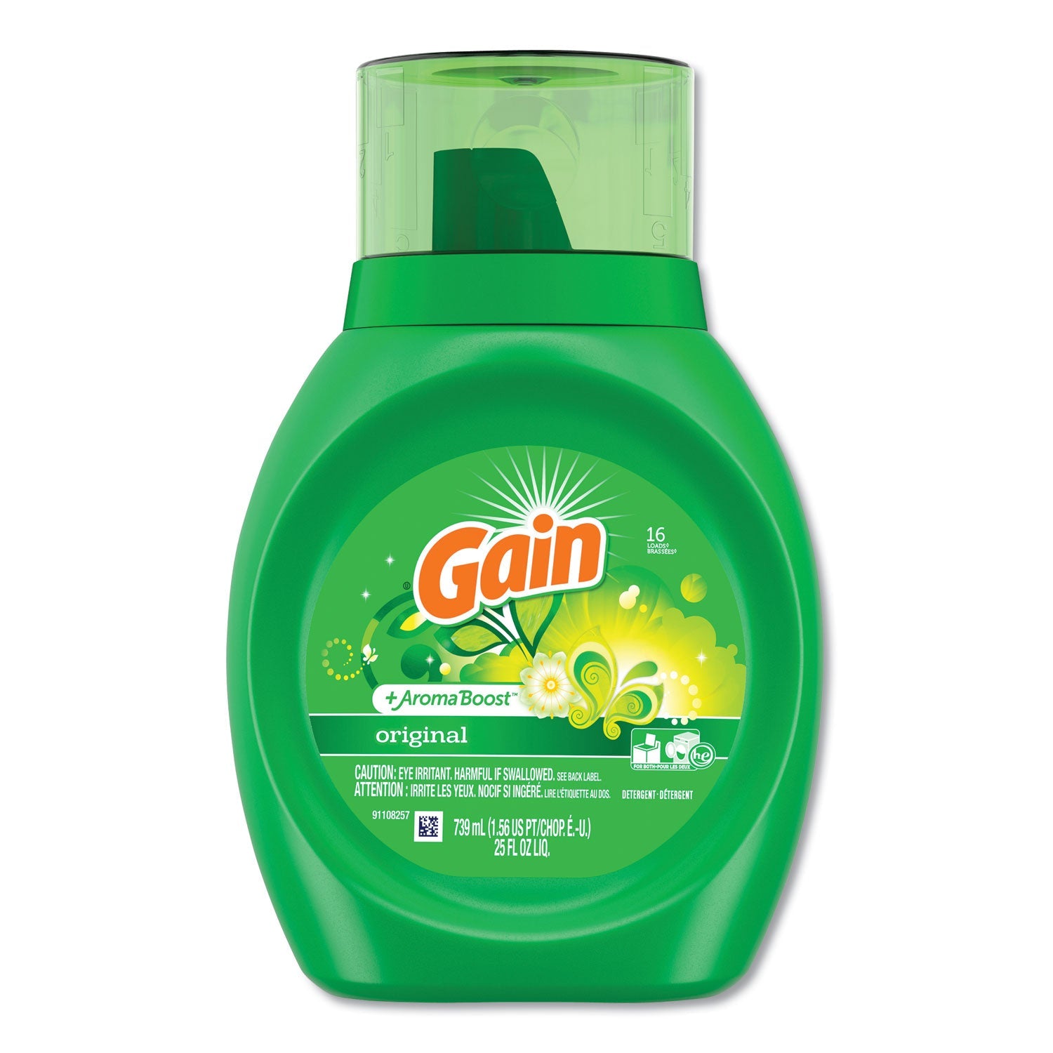 Gain Liquid Laundry Detergent, Original Fresh, 25 oz Bottle, 6/Carton