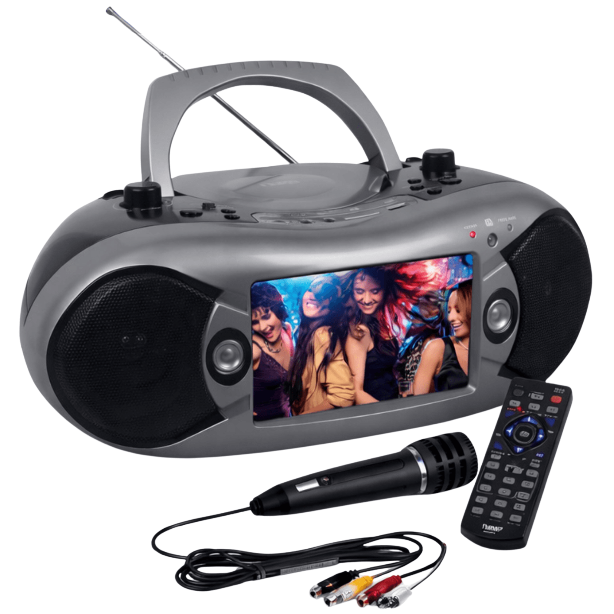 Naxa 7” Bluetooth TV DVD Boombox with Mic Grey - Refurbished
