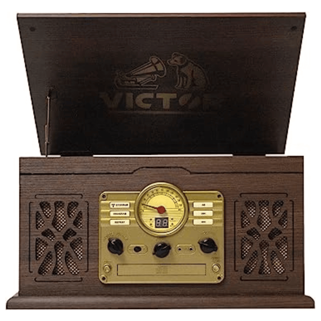 Victor State 7-in-1 Wood Music Center Espresso - Refurbished