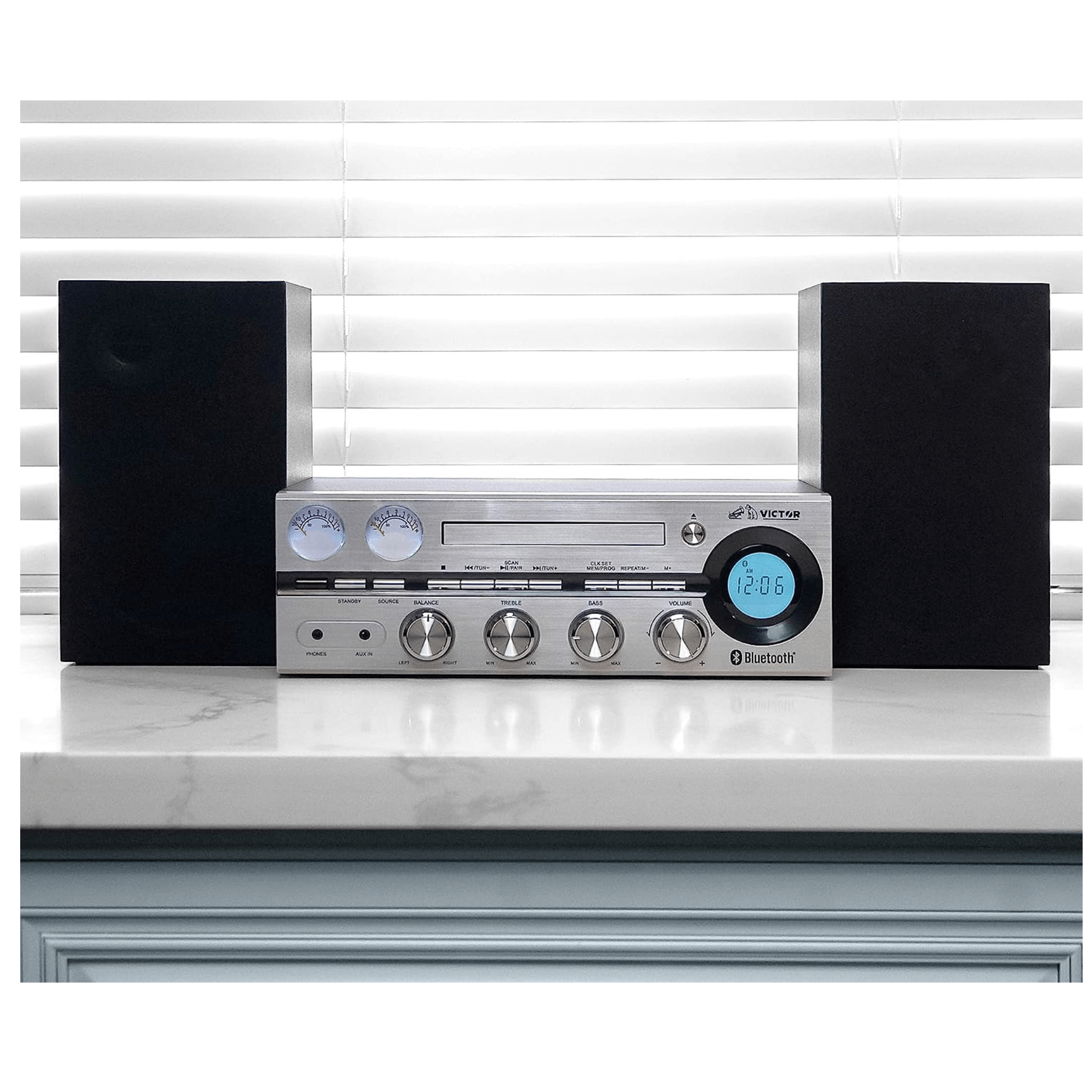 Victor Milwaukee 50W Desktop CD Stereo System Silver - Refurbished