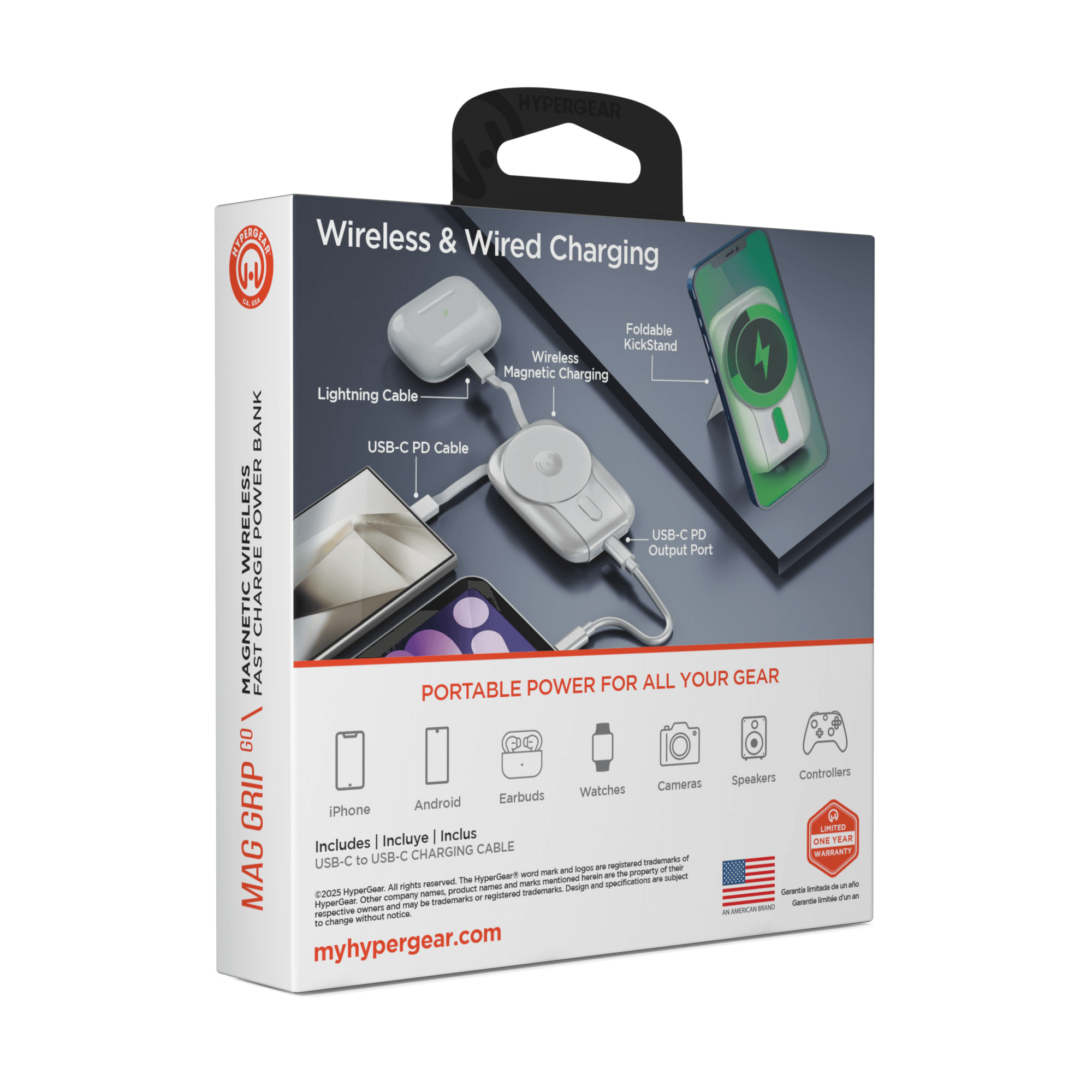 HyperGear Mag Grip Go 5000mAh Wireless Power Bank
