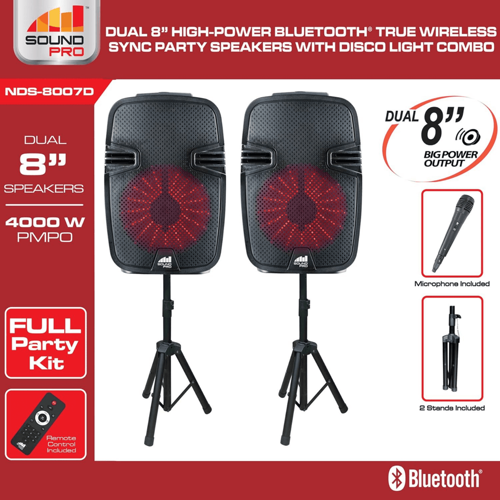Naxa Dual 8" Bluetooth Party Speakers - Refurbished