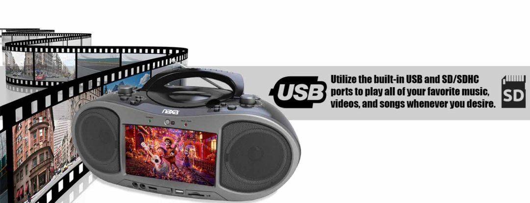Naxa 7" Bluetooth DVD Boombox