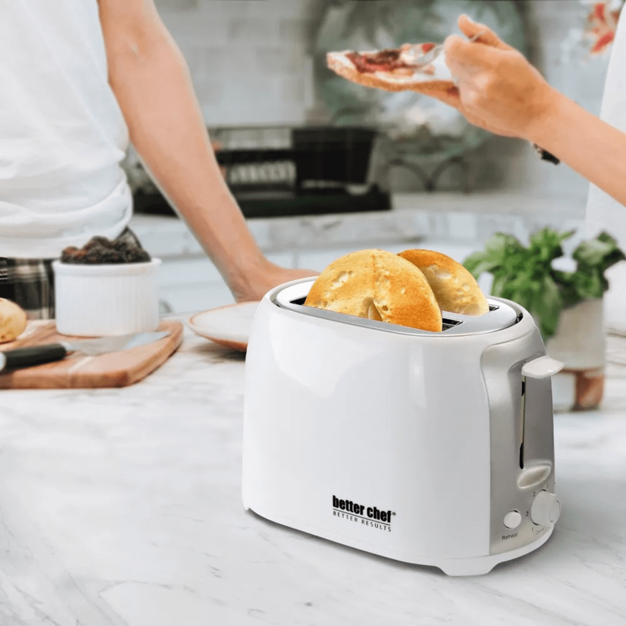 Better Chef Deluxe Cool Touch Wide-Slot 2-Slice Toaster with Stainless Accents - REFURBISHED