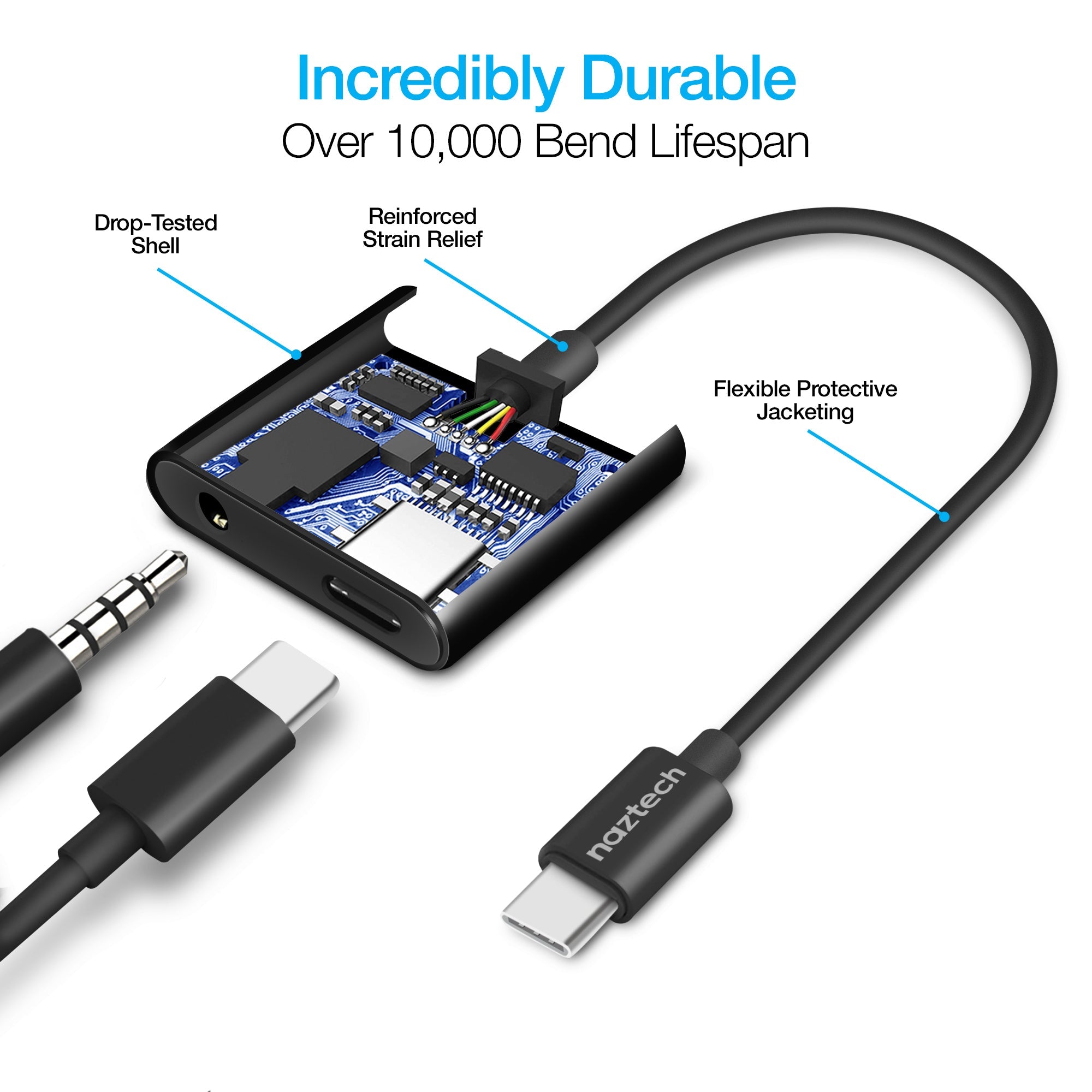 Naztech USB-C and 3.5mm Audio + Charge Adapter