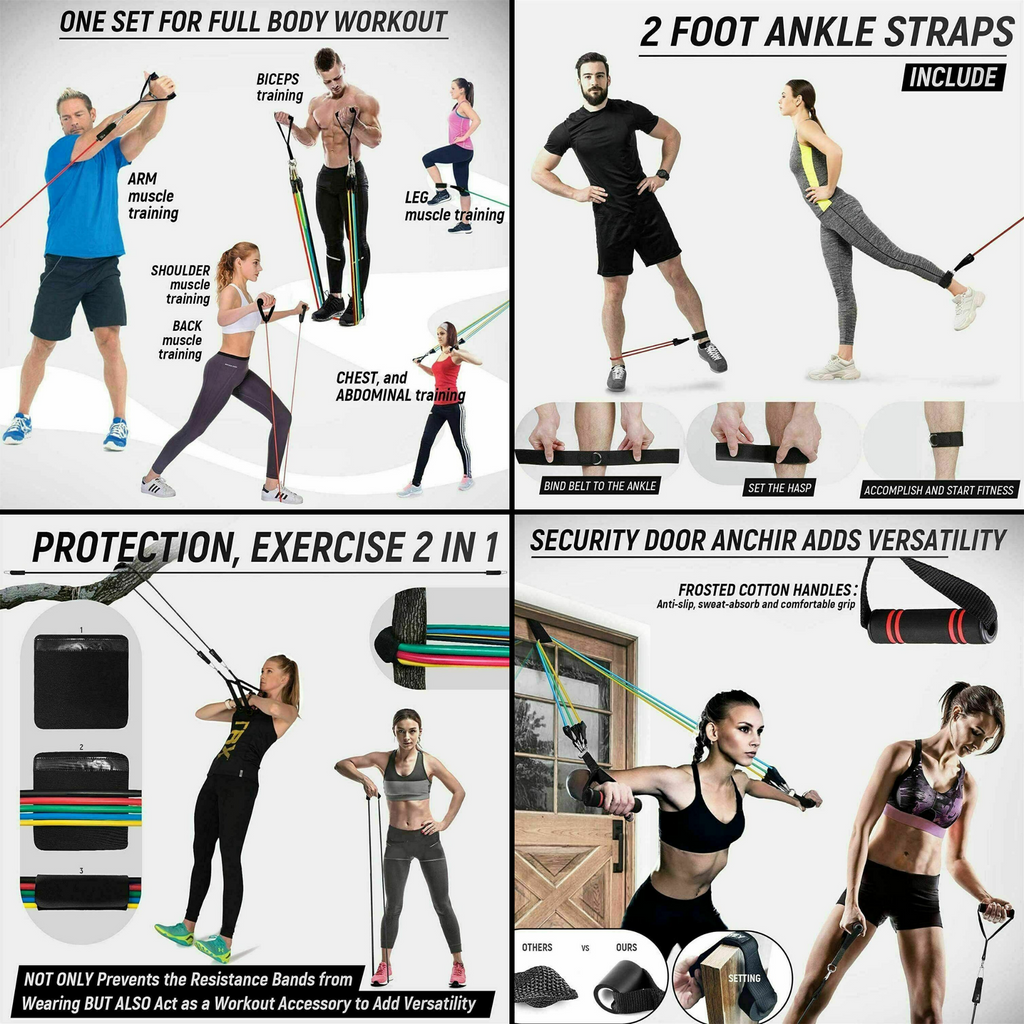 JupiterGear Intey Resistance Bands Set Exercise Bands with Protective Sleeve - Portable Resistance Bands with Door Anchor, Handles, Legs Ankle Straps - Home Gym Resistance Training [13 Pcs Set]