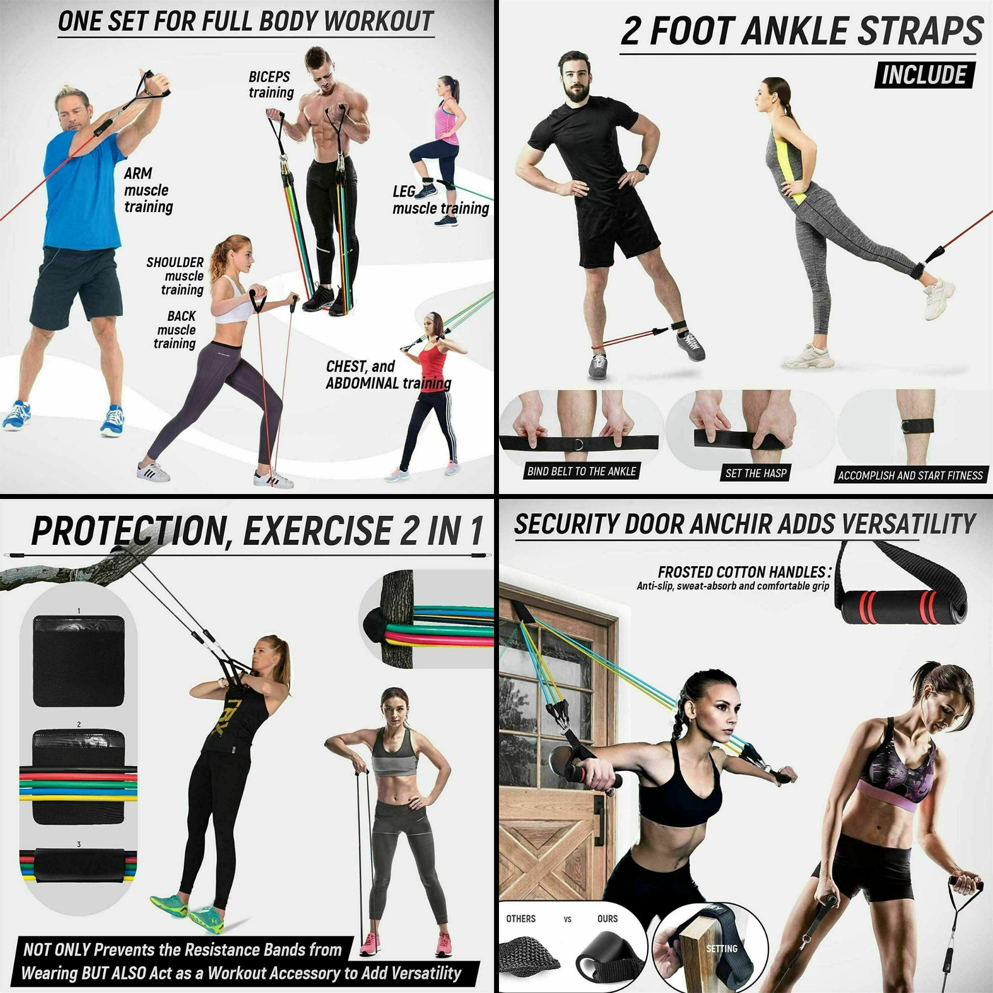 JupiterGear Intey Resistance Bands Set Exercise Bands with Protective Sleeve - Portable Resistance Bands with Door Anchor, Handles, Legs Ankle Straps - Home Gym Resistance Training [13 Pcs Set]