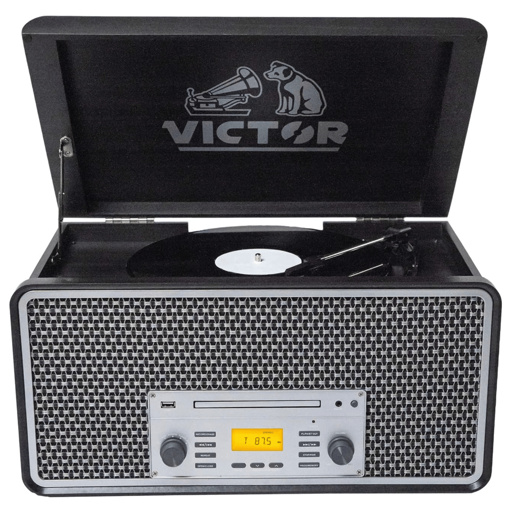 Victor Monument 8-in-1 Wood Music Center Graphite - Refurbished