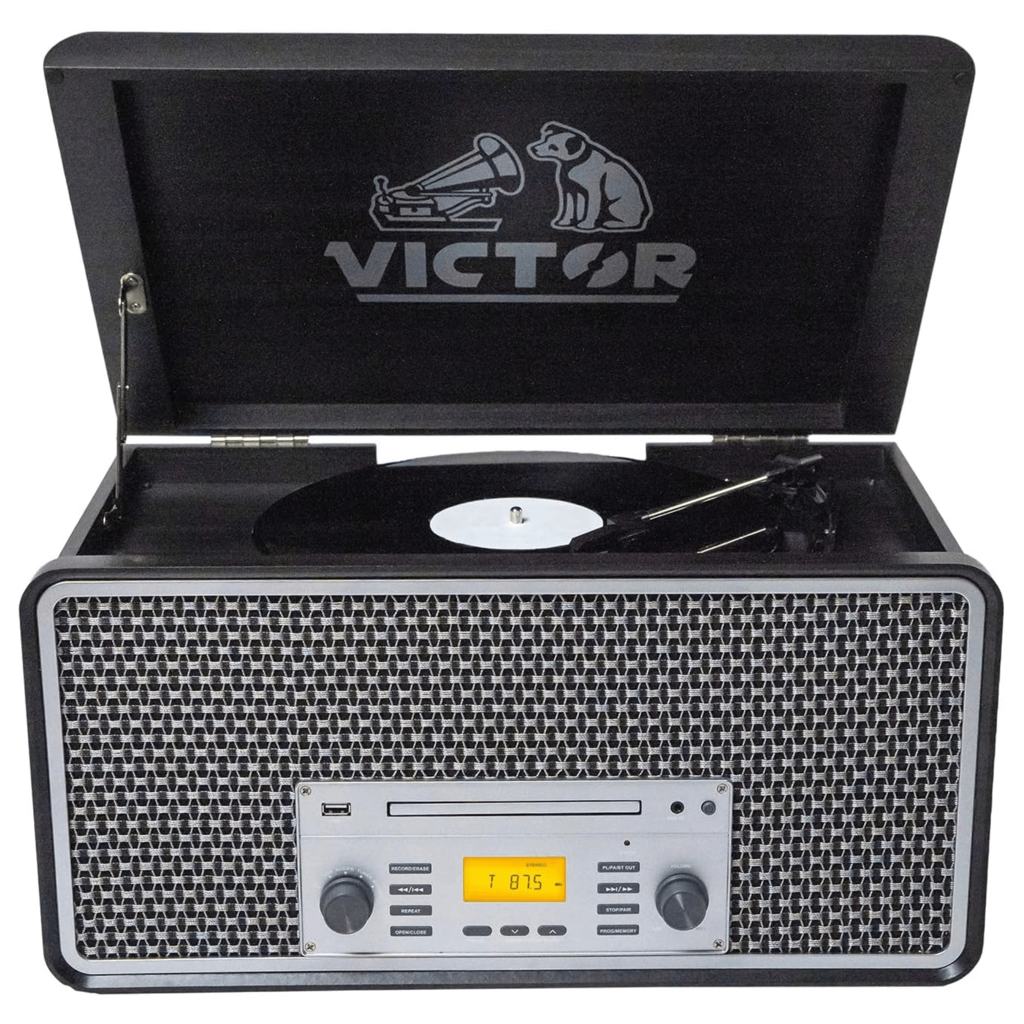 Victor Monument 8-in-1 Wood Music Center Graphite - Refurbished