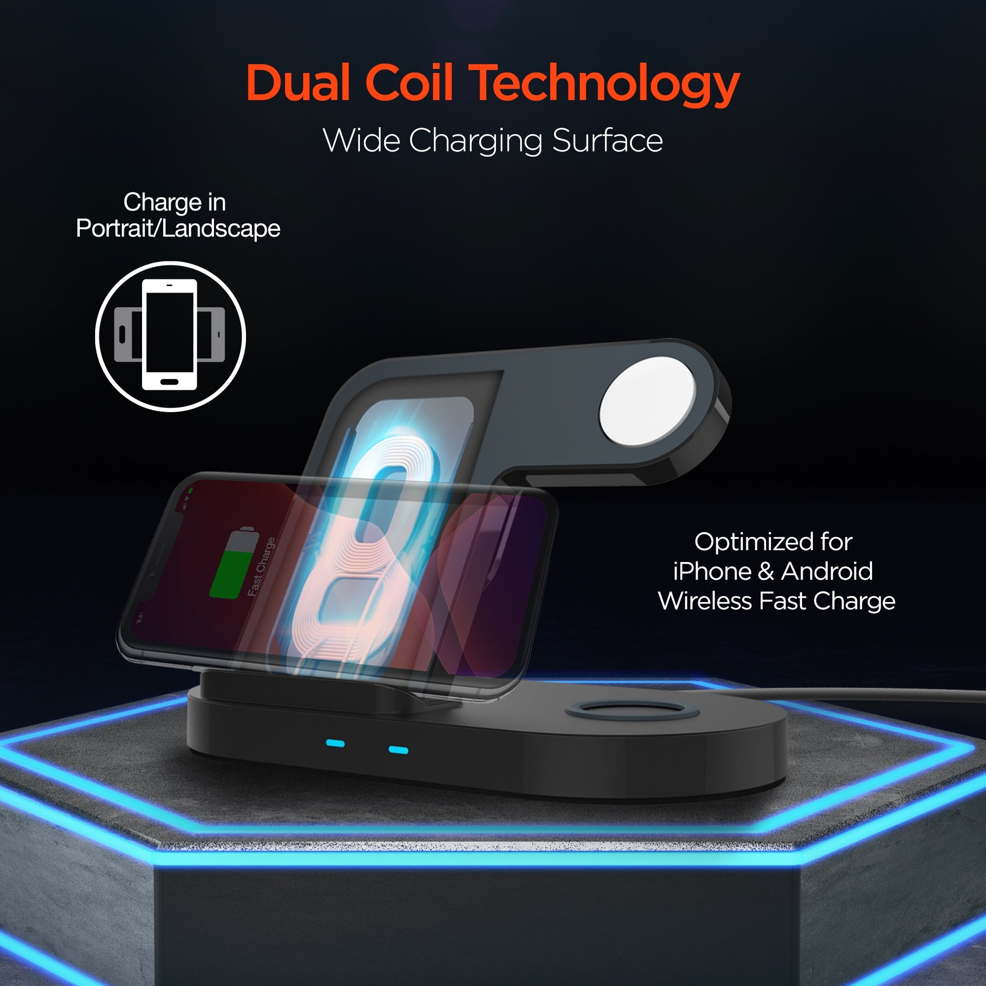 HyperGear 3-in-1 Wireless Charging Dock