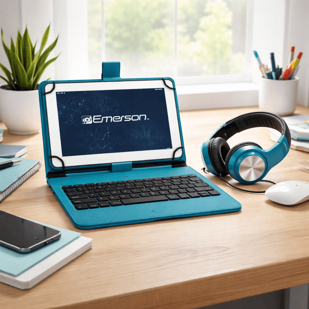 Emerson 9” Quad Core Tablet with Android 14 Turquoise - Refurbished