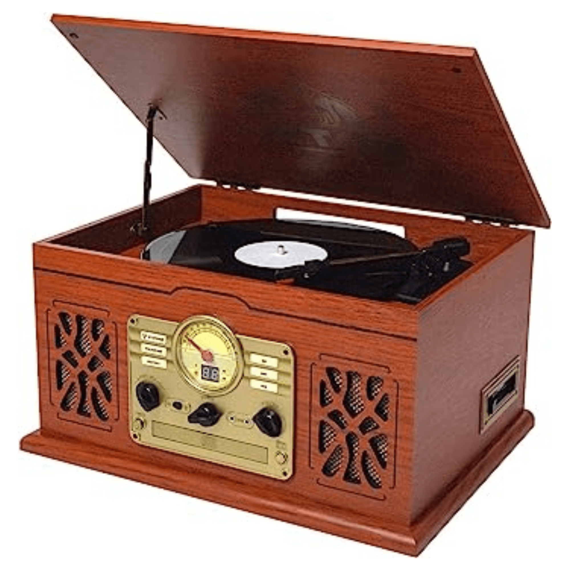 Victor State 7-in-1 Wood Music Center Mahogany - Refurbished