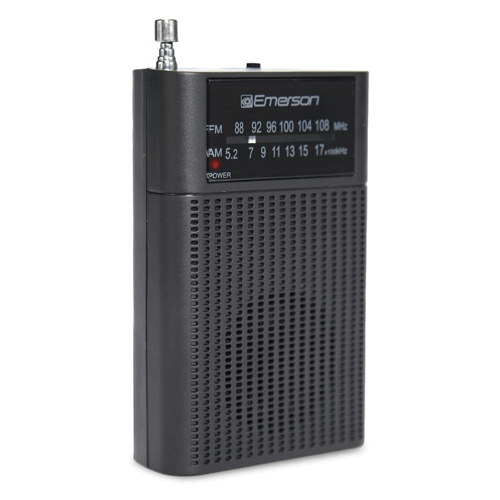 Emerson Portable AMFM Radio with Built-In Speaker and Easy Removable Belt Clip