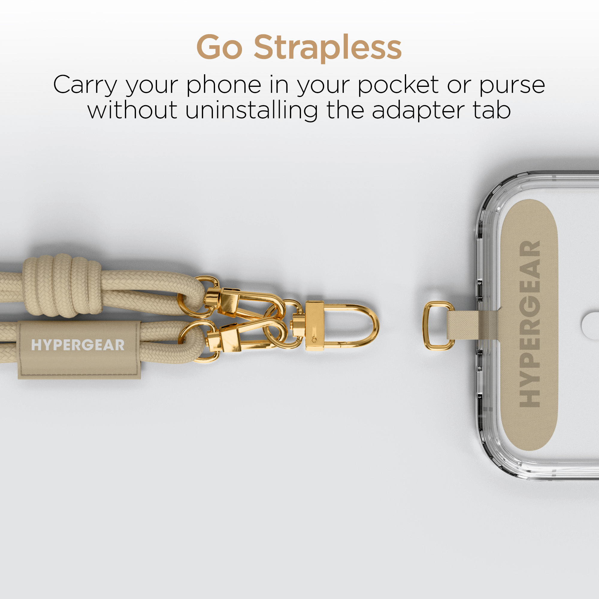 HyperGear TECHcessories Sand Rope with Gold Accents Universal Crossbody Phone Strap