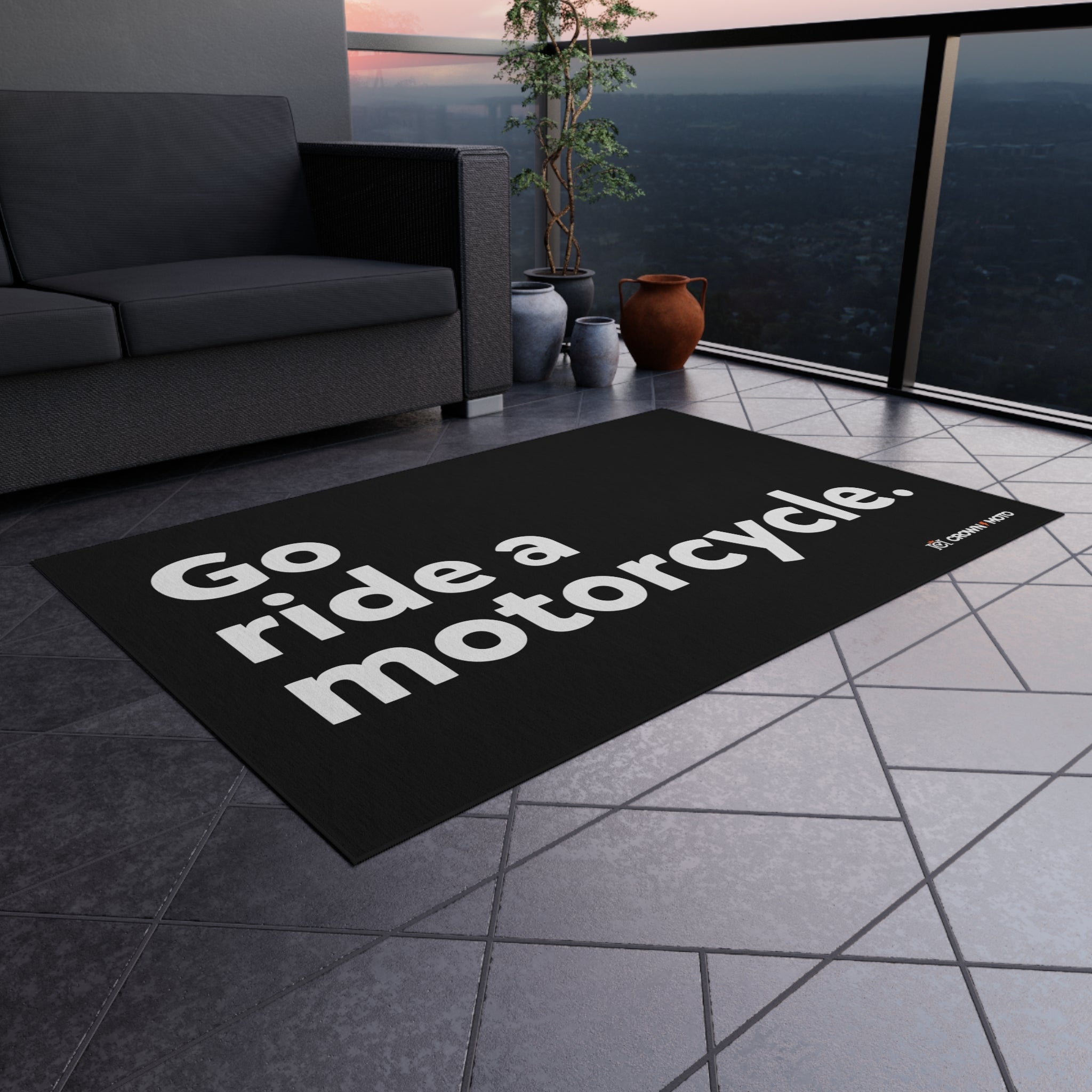 "Go ride a motorcycle" Track & Garage Mat
