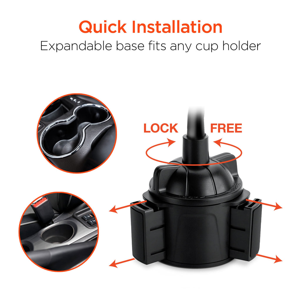 HyperGear Universal Cup Holder Flex Phone Mount w Rotatable Cradle