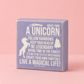 Advice From Unicorn Wooden Box Sign | Purple with White Lettering 6" x 6"