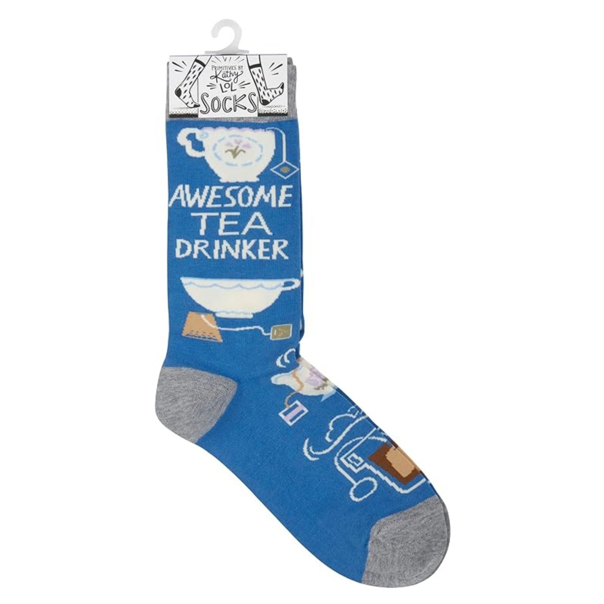 Awesome Tea Drinker Socks | Funny Tea Lover Gift, Colorful Novelty Crew Socks