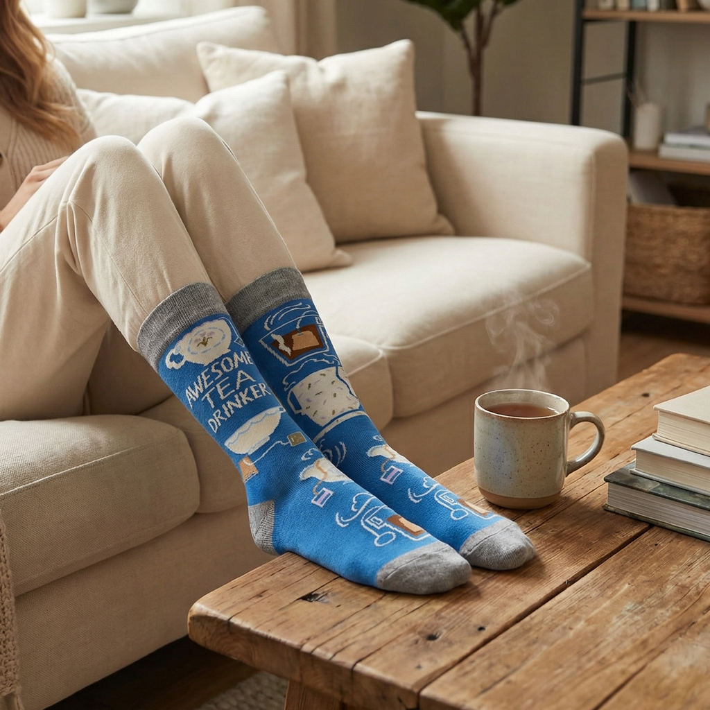 Awesome Tea Drinker Socks | Funny Tea Lover Gift, Colorful Novelty Crew Socks