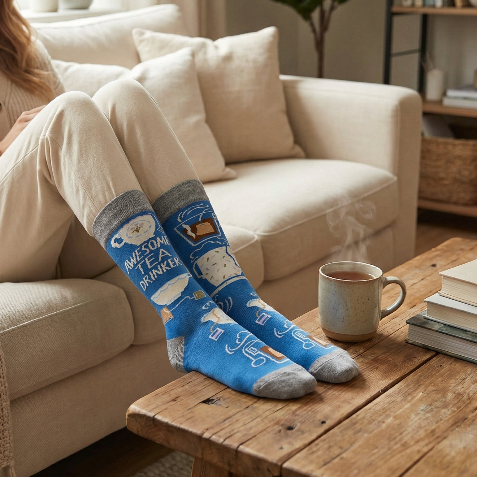 Awesome Tea Drinker Socks | Funny Tea Lover Gift, Colorful Novelty Crew Socks