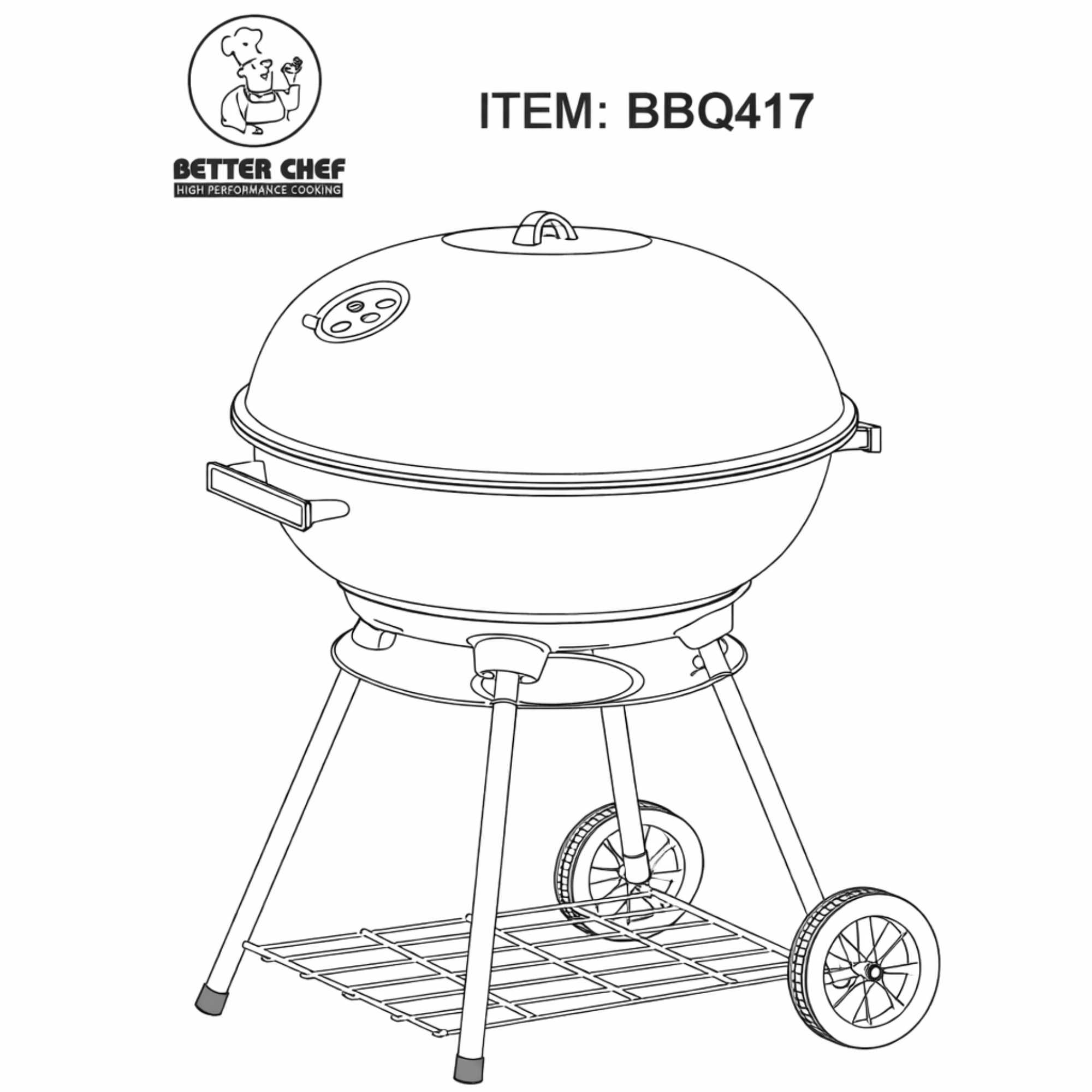Better Chef 14" Portable Charcoal Barbecue Grill