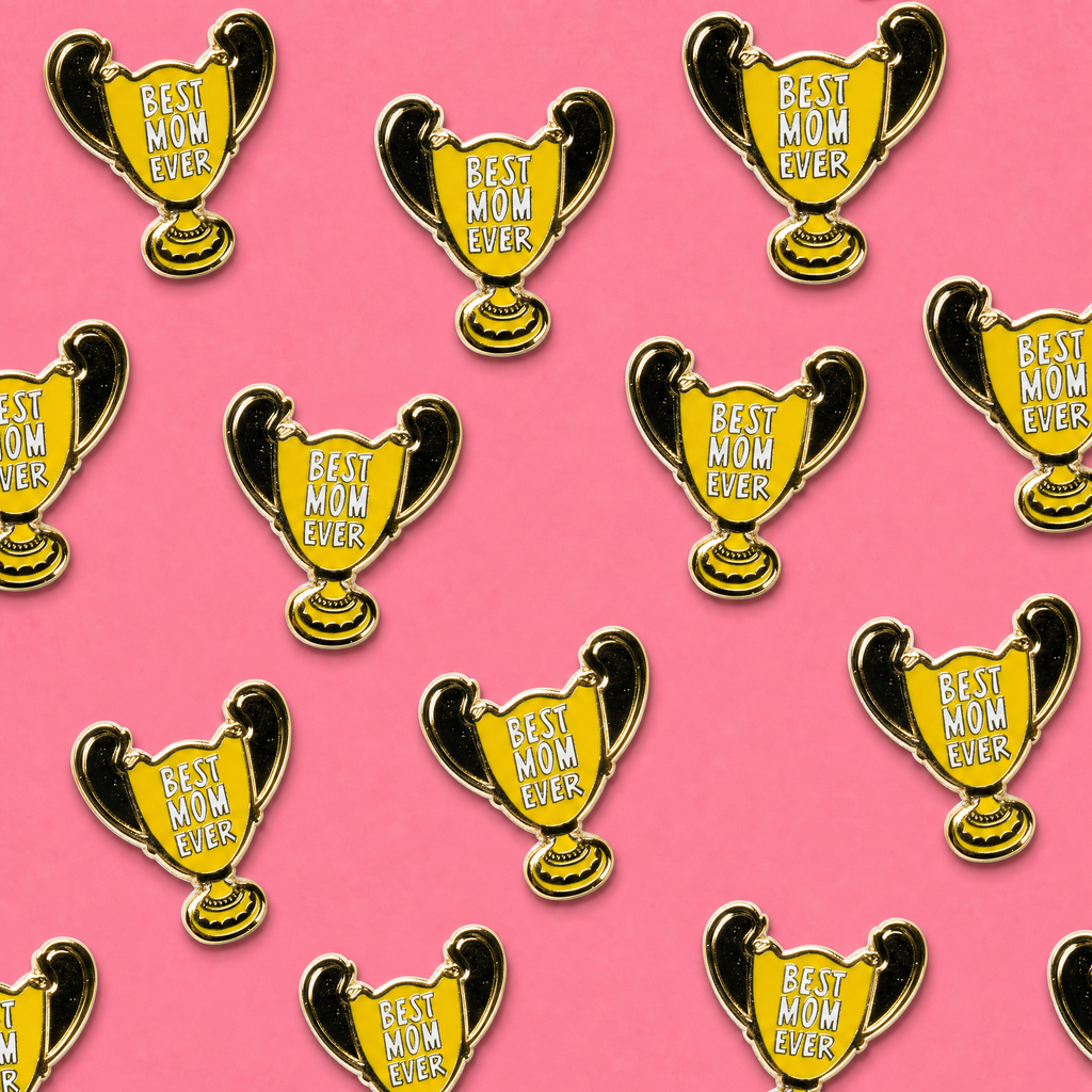 Best Mom Ever Trophy Enamel Pin and Card