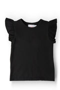 Black S/S Ruffle Tee