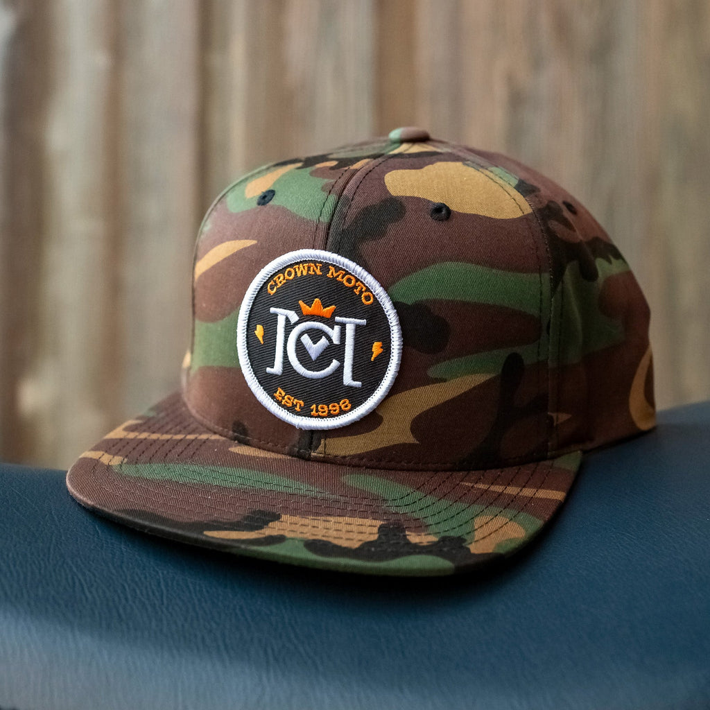 Crown Moto OG Logo Camo Snapback Hat