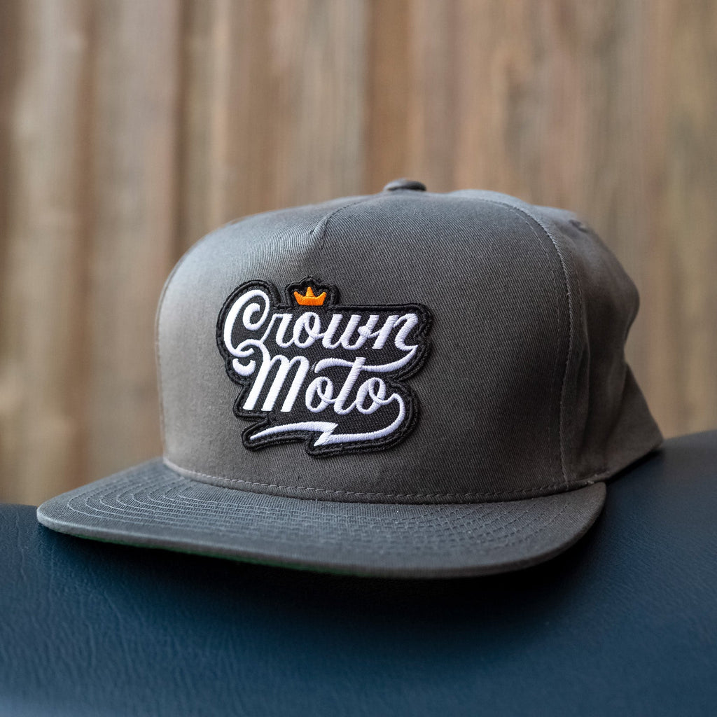 Crown Moto Script Charcoal Snapback Hat