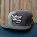 Crown Moto Script Charcoal Snapback Hat