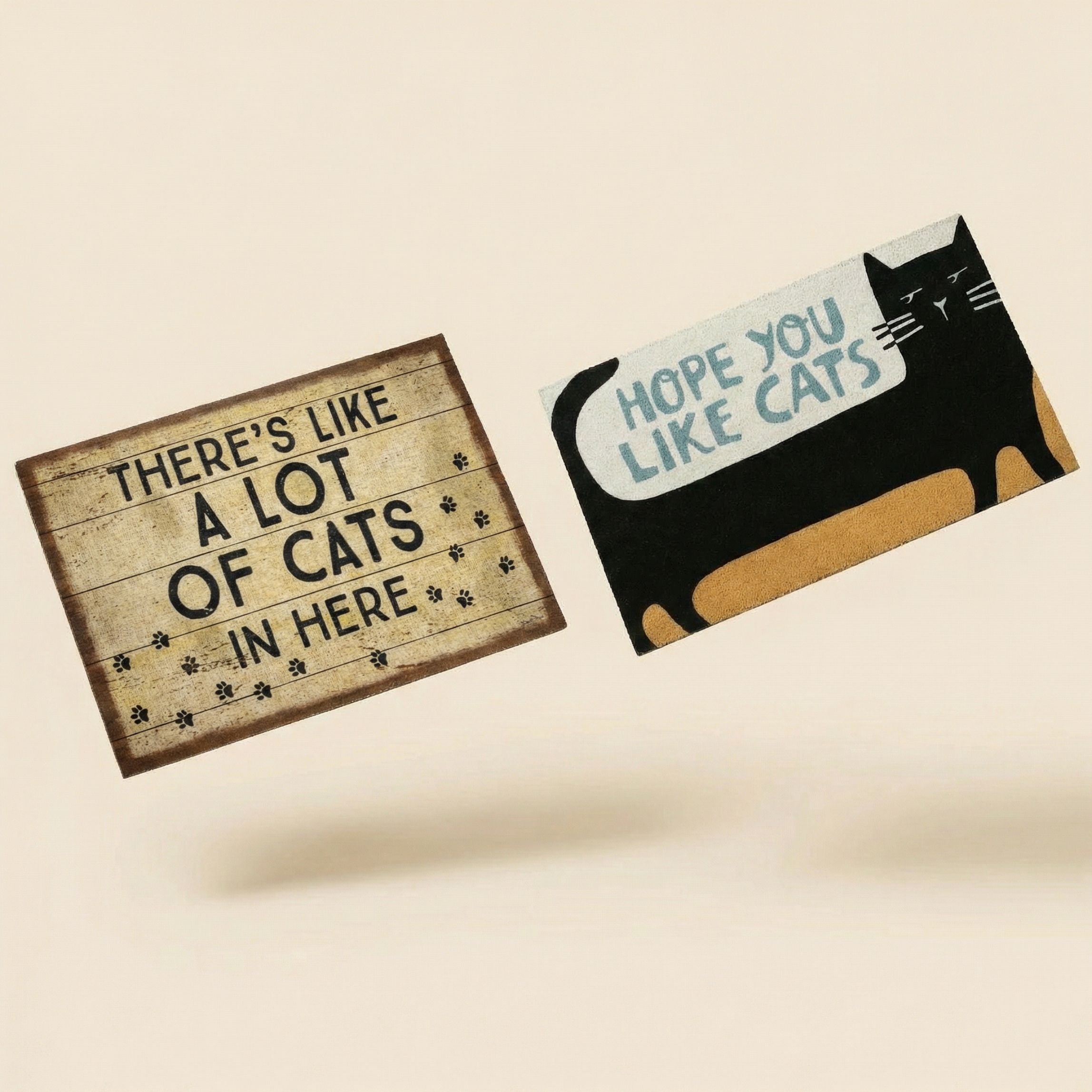 Cat Lover Doormat Set | Two 34" x 20" Indoor/Outdoor Rugs