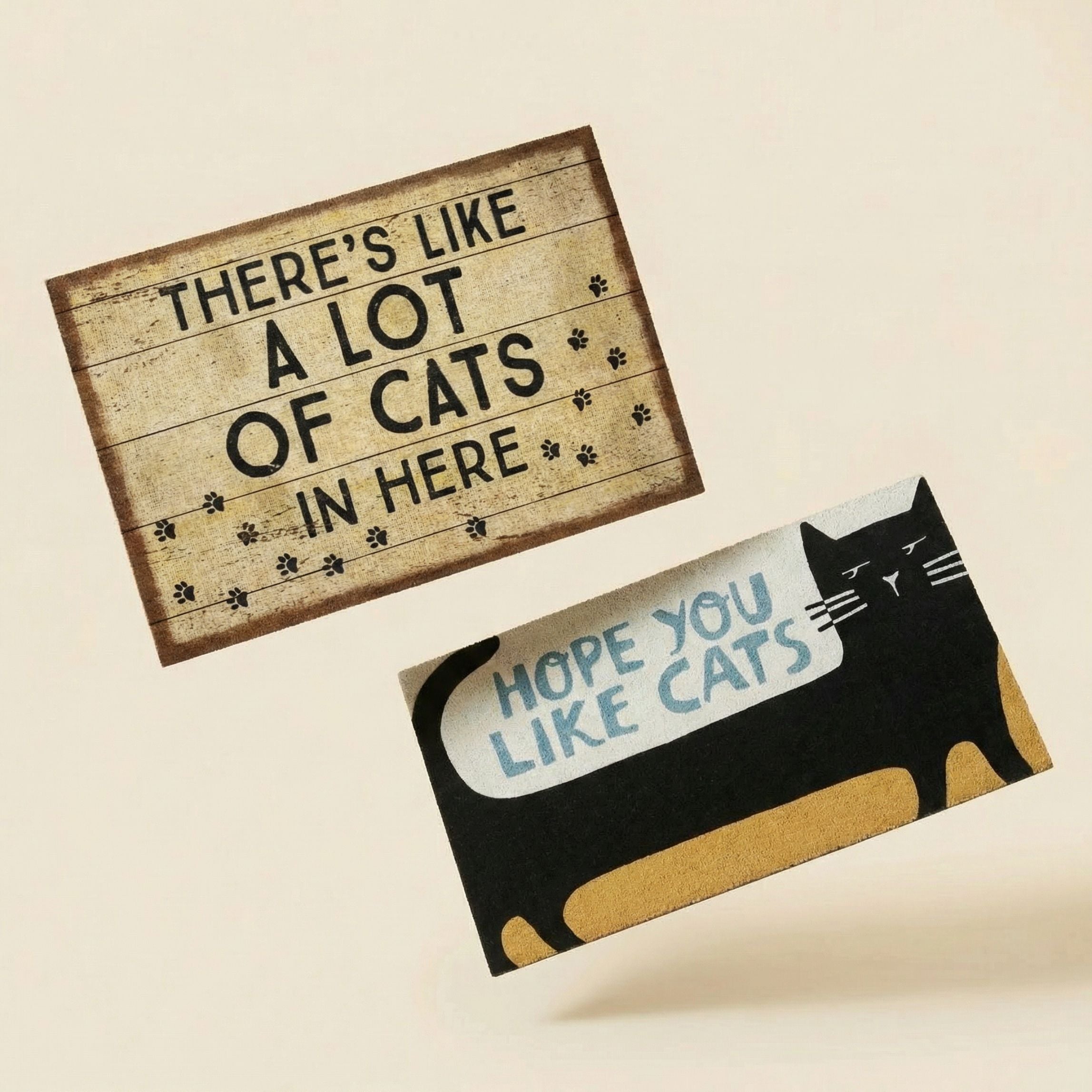 Cat Lover Doormat Set | Two 34" x 20" Indoor/Outdoor Rugs