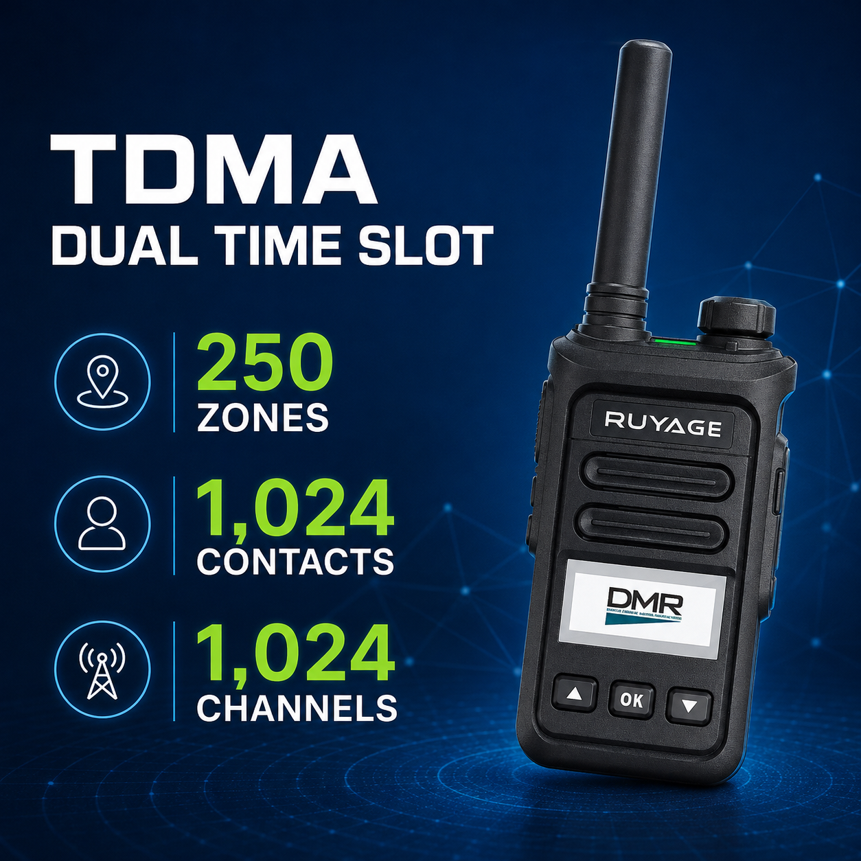 RUYAGE DP20 UHF DMR Digital Two-Way Radio – Motorola Compatible