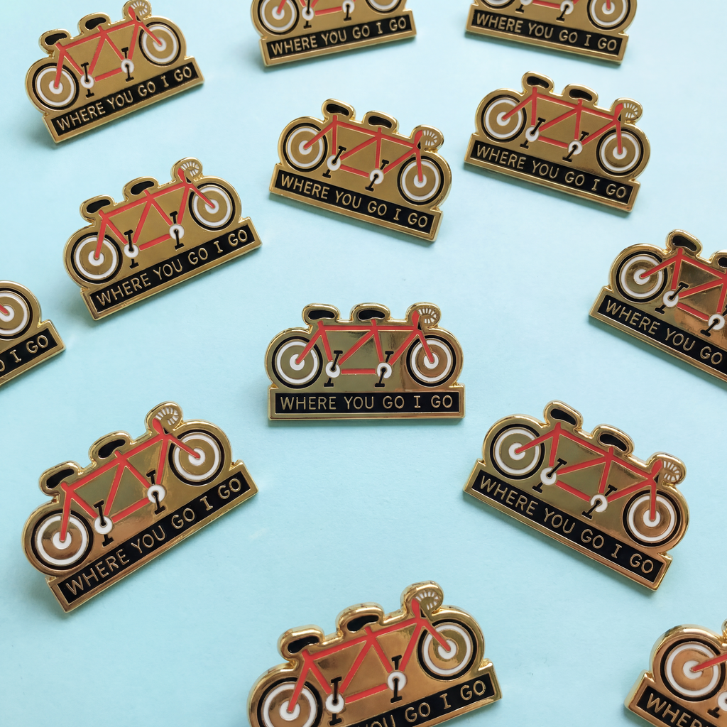 Cycling Love Enamel Pin in Gold