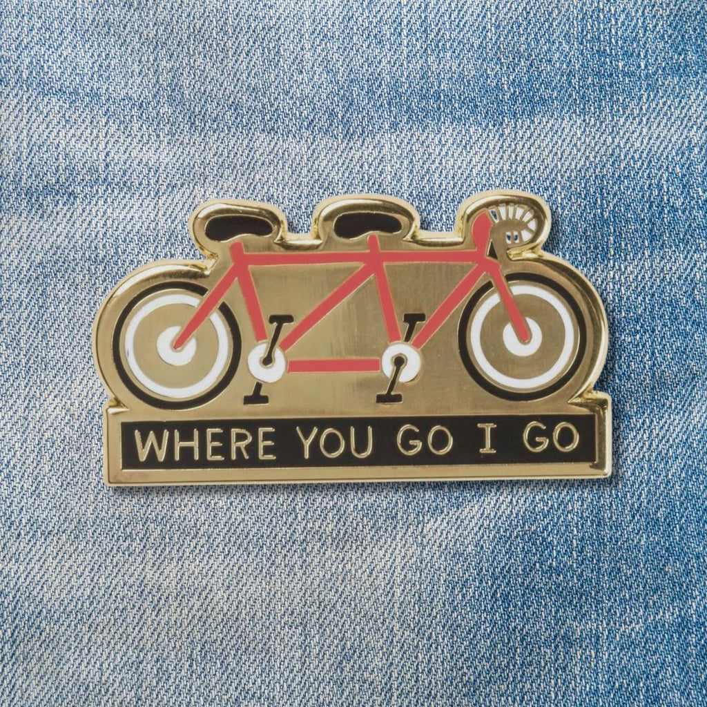 Cycling Love Enamel Pin in Gold