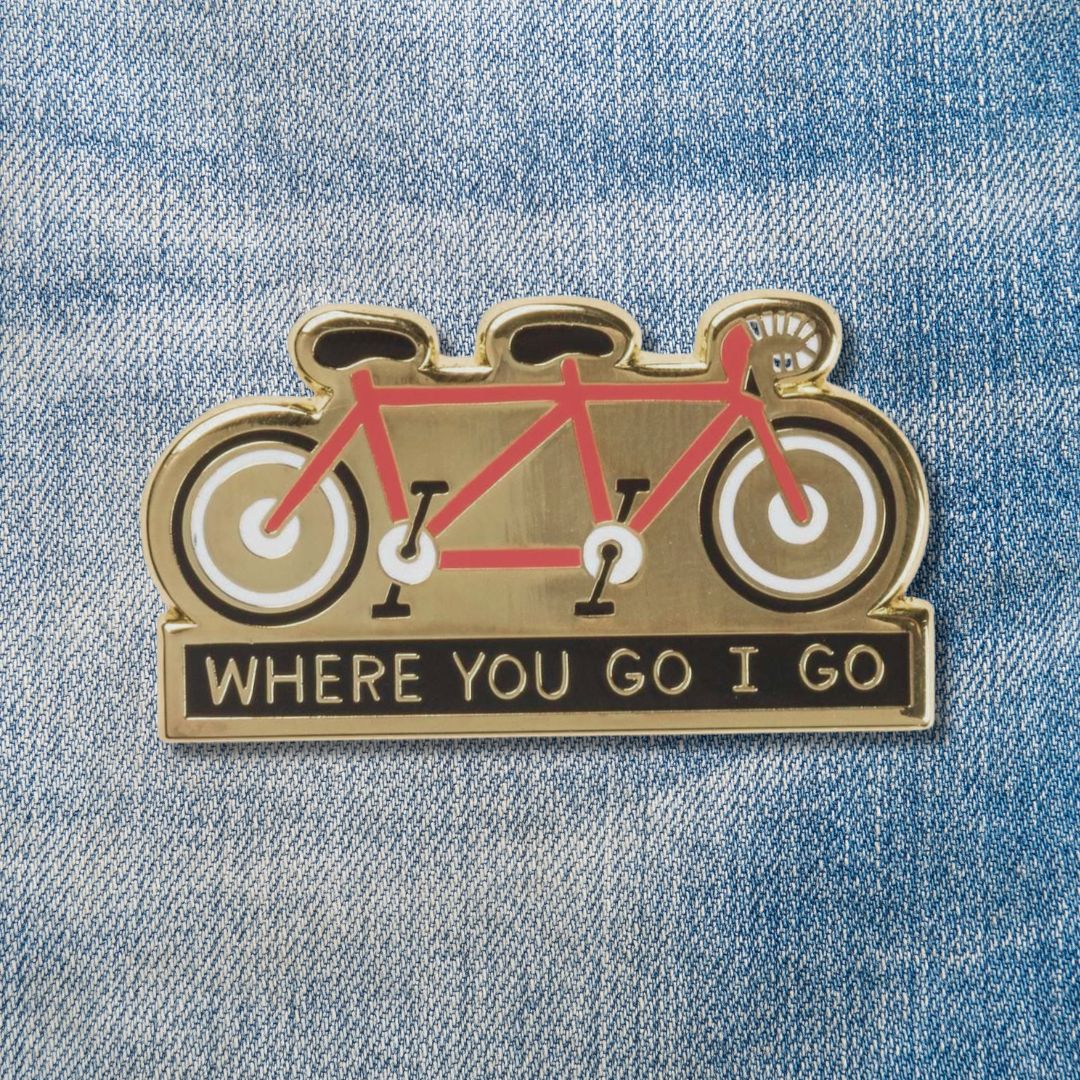 Cycling Love Enamel Pin in Gold