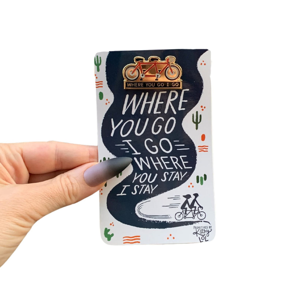 Cycling Love Enamel Pin in Gold