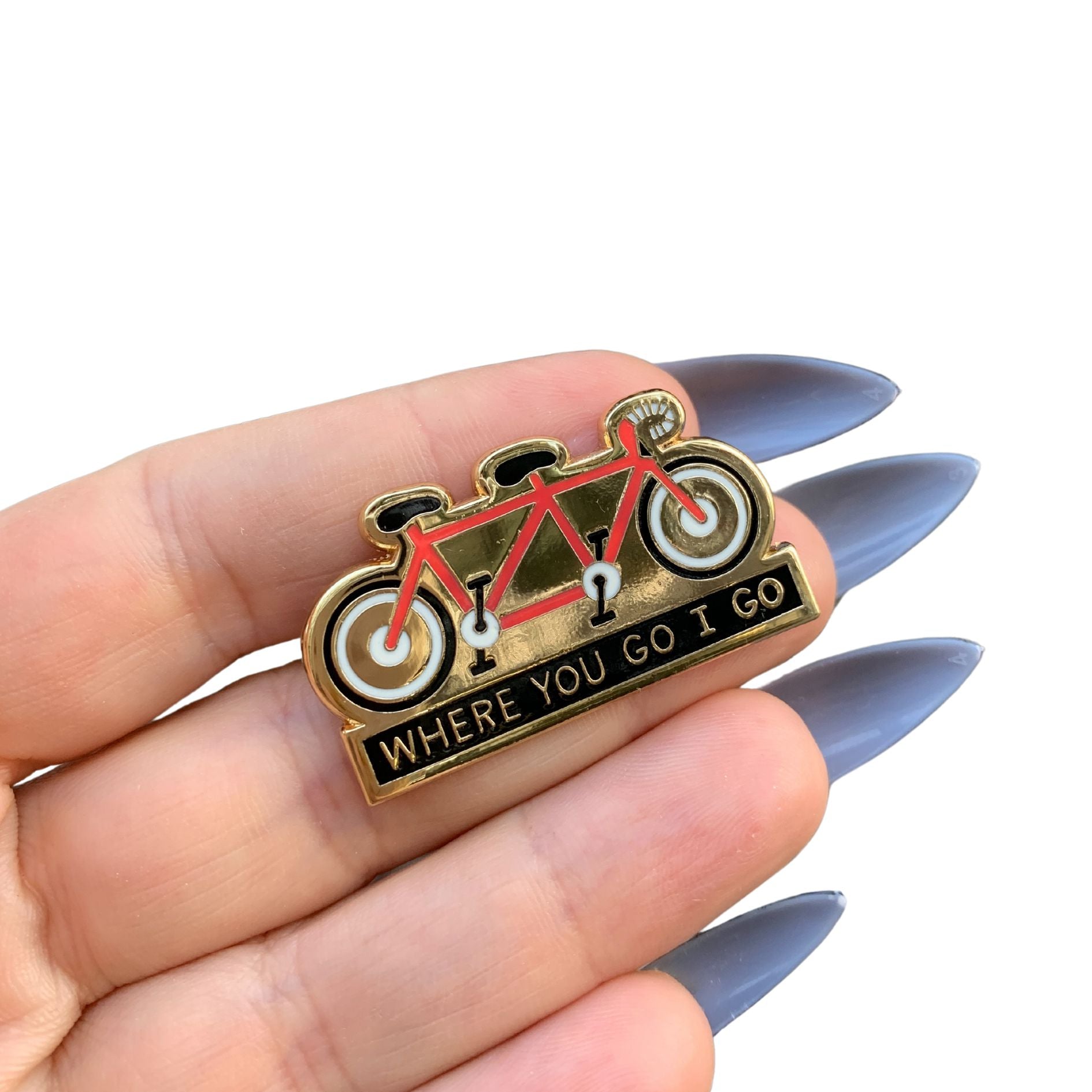 Cycling Love Enamel Pin in Gold