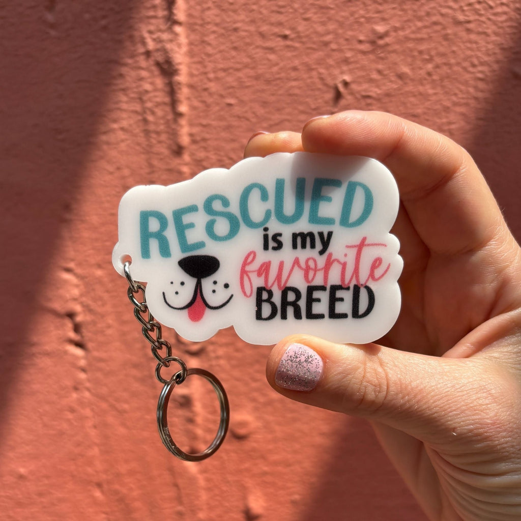 Dog-Themed Acrylic Keychains | 5 Style Options | Rescue Favorite Breed, I Woof You & Puppy Lover