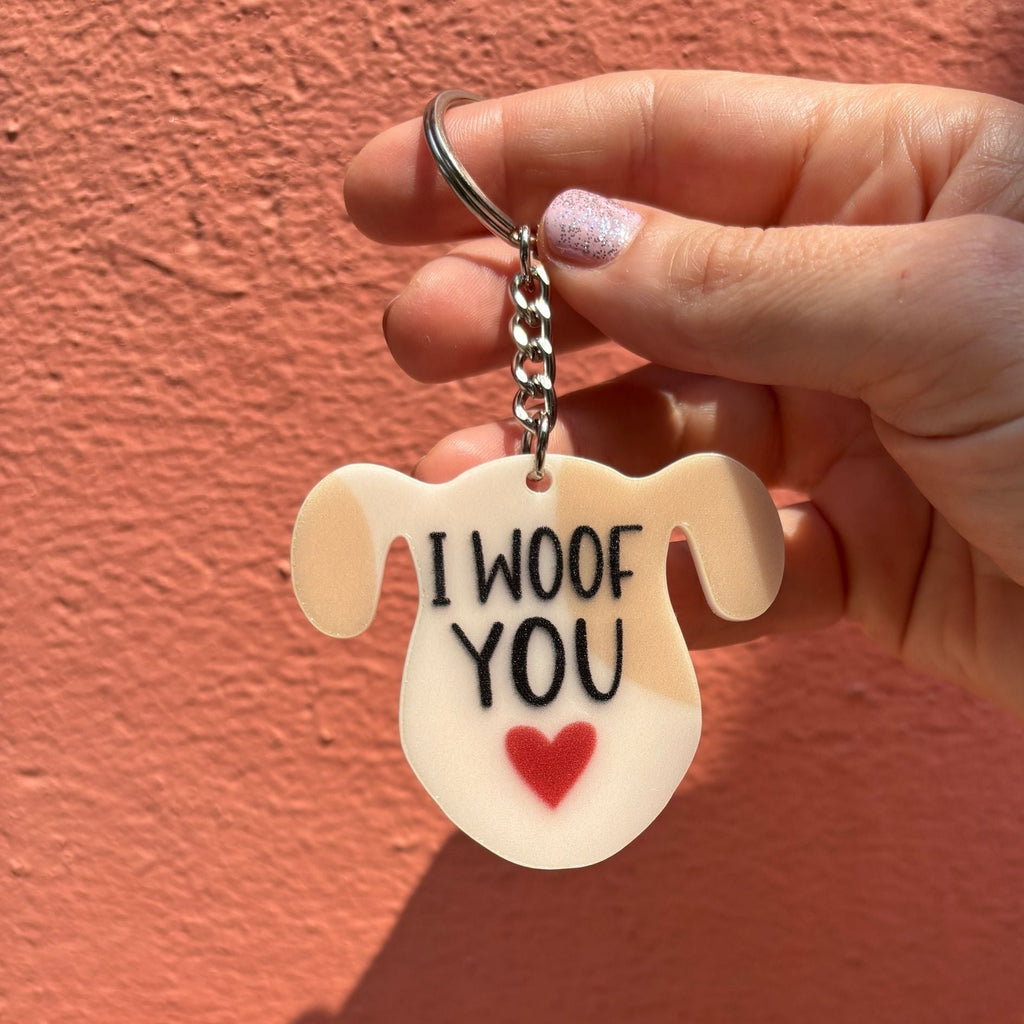 Dog-Themed Acrylic Keychains | 5 Style Options | Rescue Favorite Breed, I Woof You & Puppy Lover
