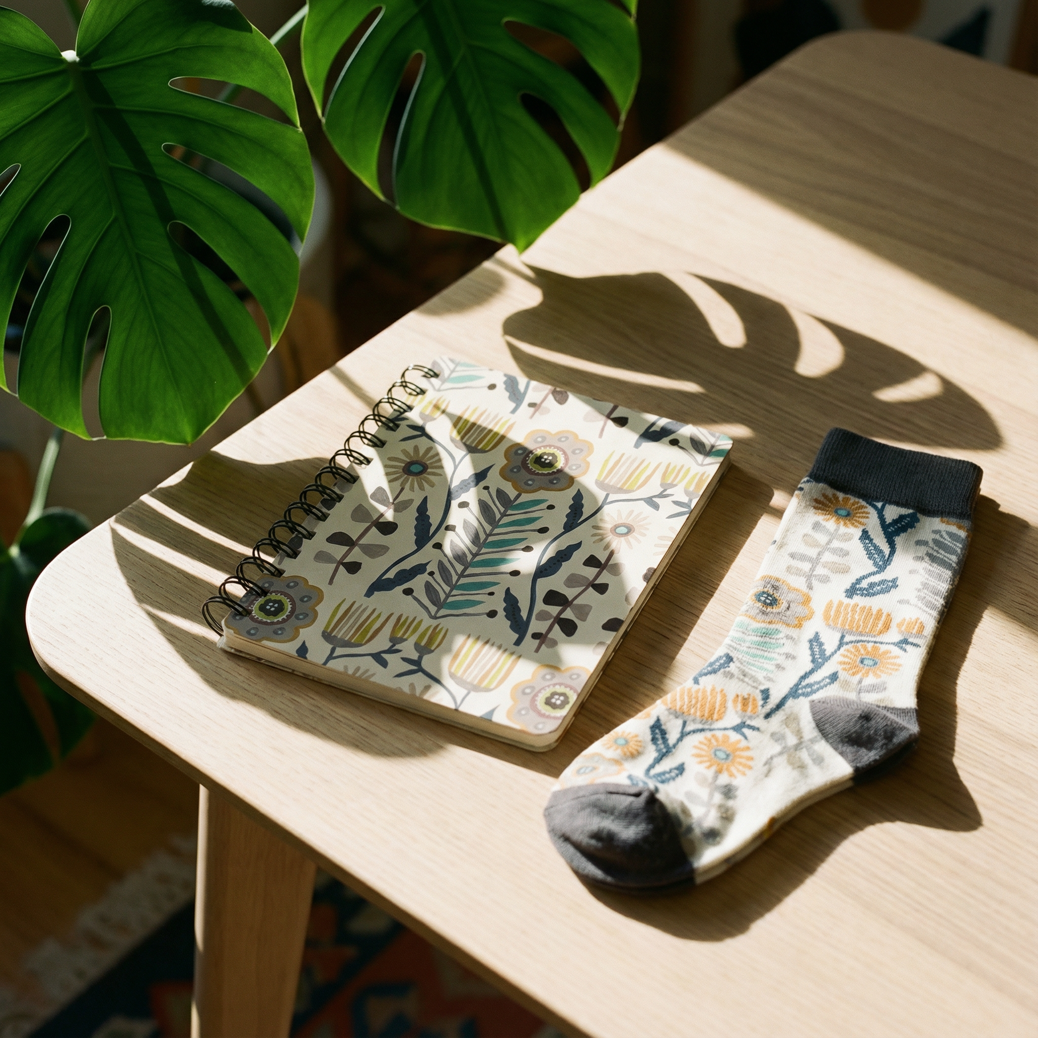 Folk Art Socks and Notebook Bundle