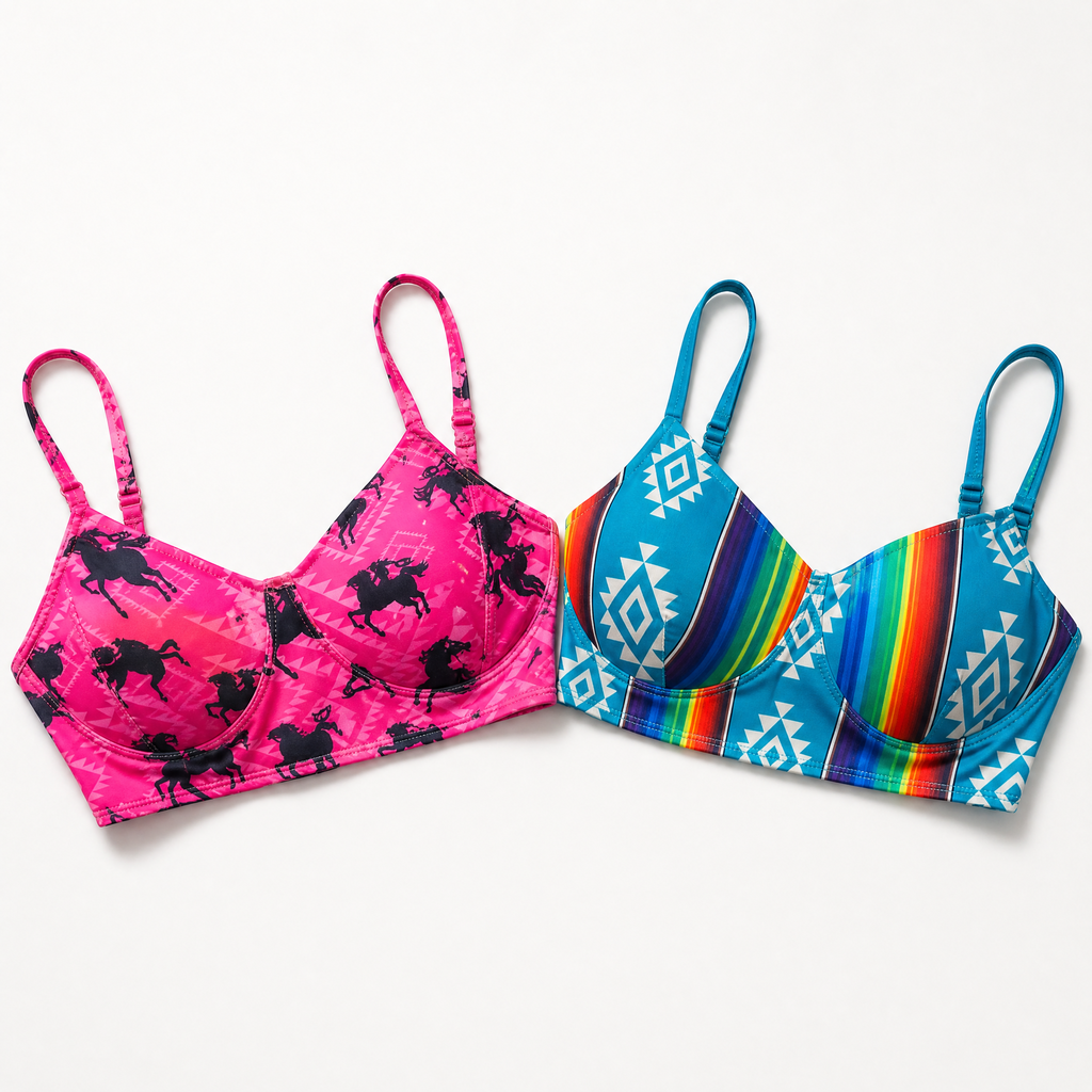 Freeda Spaghetti Strap Bustier Top, Swim, or Athletic Bralette |Serape or Pink Cowgirl [Sizes SM-L]