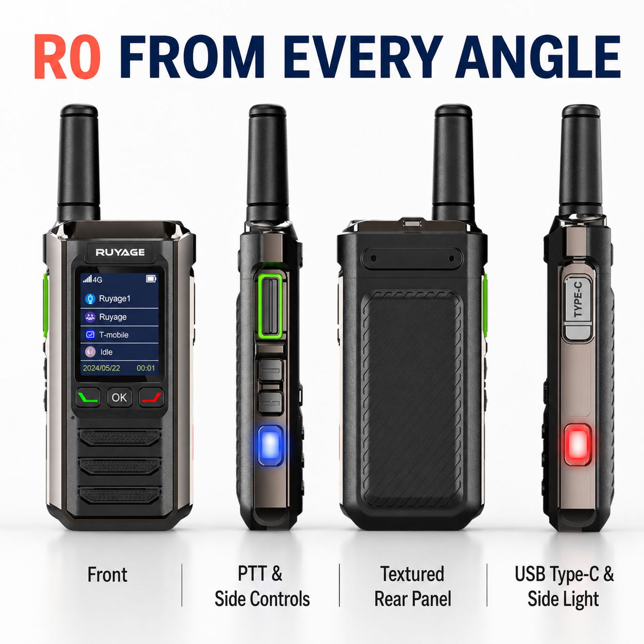 RUYAGE R0 Metal-Body 4G LTE PoC Walkie Talkies – 2-Pack