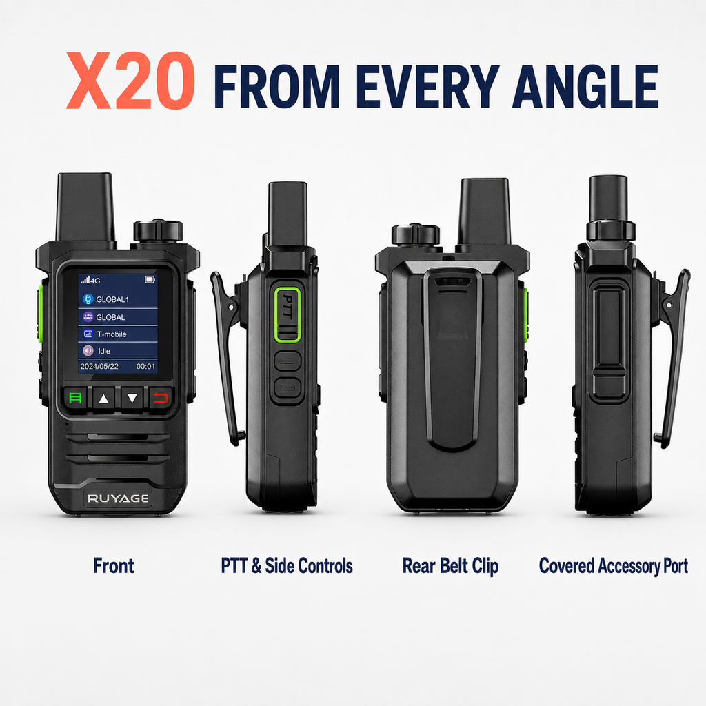 RUYAGE X20 Lightweight 4G LTE PoC Walkie Talkie – 1-Year Service