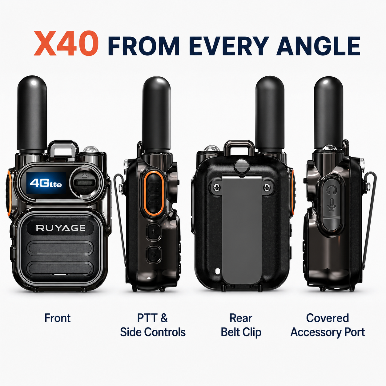 RUYAGE X40 Mini 4G LTE PoC Radio – Compact Metal Body Walkie Talkie