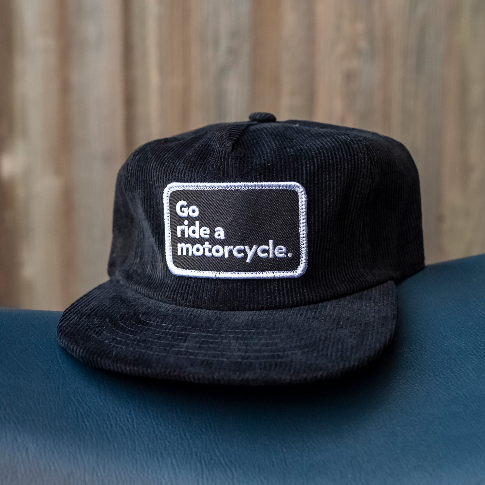 Limited Edition "Go ride a motorcycle" Black Corduroy Hat