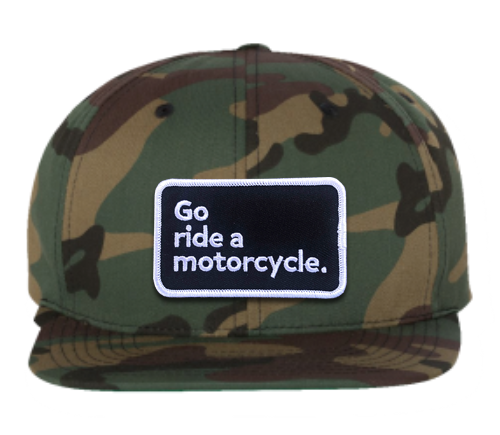 "Go ride a motorcycle" Camo Premium Snapback