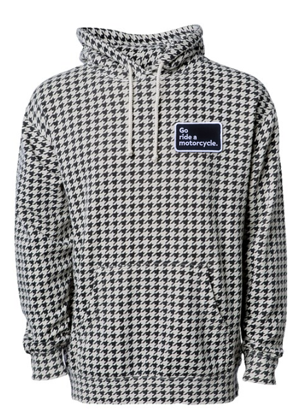 "Go ride a motorcycle" Patch Houndstooth Hoodie