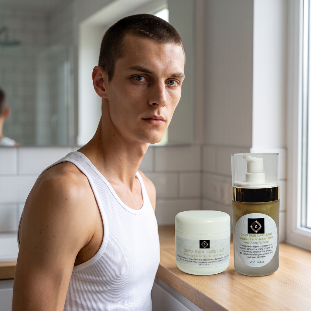 Anti-Acne Organic Two-Step System Facial Scrub and Moisturizer - For MEN
